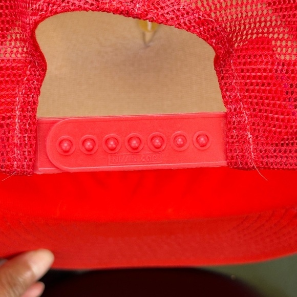 Vtg Nissin Red White Cap Trucker Hat Snap Back Fix All Electric Motor Service - Picture 10 of 11